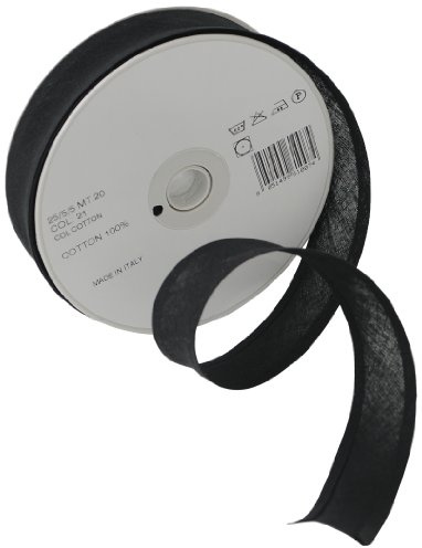 Trimz 25/5/5 mm Cotton Bias Binding, Black 21 – Double‑Fold Sewing Tape for Quilting, Dressmaking & DIY Crafts