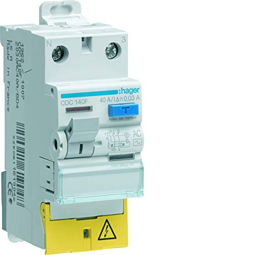 Interrupteur différentiel hager - 63a - 30 ma - 1 pôle + neutre - type hpi - vis/vis
