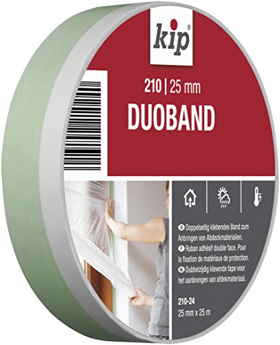 Kip Tape 210-24 Duoband – Doppelseitiges Klebeband aus PVC zum Anbringen von Abdeckfolie – Selbstklebendes Schutzband zum Streichen & Lackieren – 25mm x 25m