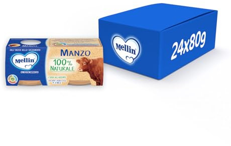 Mellin Omogeneizzato Di Manzo, Naturale, 80 g, Confezione da 24