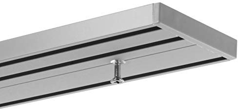 Gardineum Vorhangschiene Gardinenschiene Aluminium alu-silberne Oberfläche 3-läufige Objektschiene - vorgebohrt!-0.80