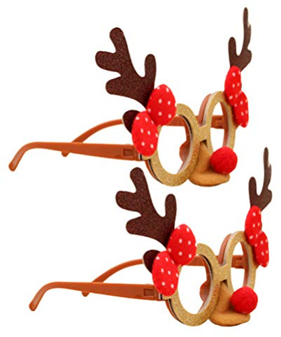 Amosfun Weihnachten Brillen 2Er Set Lustige Sonnenbrille Mit Geweih Design FüR Kinder Und Erwachsene Party Festival Accessoires