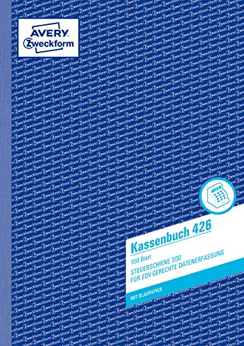 AVERY Zweckform 426 Kassenbuch (A4, nach Steuerschiene 300, von Rechtsexperten geprüft, für Deutschland zur ordnungsgemäßen, kostengünstigen Buchführung, 100 Blatt) 5er Pack