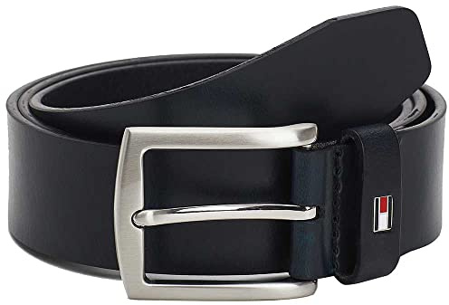 Tommy Hilfiger Herren Gürtel New Denton 3,5 cm Belt Ledergürtel, Blau (Midnight), 90 cm