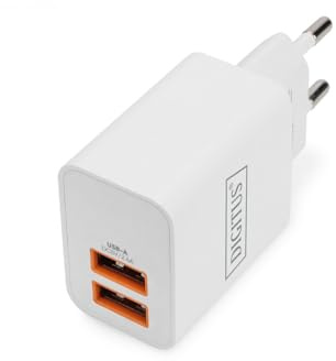DIGITUS Universal Ladegerät 15,5 W – 2-Port USB-A – Netzteil für iPhone, iPad, Samsung Galaxy, Pixel, Xiaomi, Motorola, Huawei, Sony, LG, HTC – Weiß