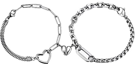 JSNOM Bracciale Coppia Uomo Donna Calamita Bracciali lui e lei Fidanzati Amicizia Magnetico Regolabile, Regalo per Compleanno San Valentino Natale per Fidanzata Famiglia Mamma Papà Amico