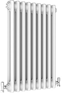 Radbliss Horizontal Traditional 2 Column Radiator 600x425mm White Cast Iron Style Design RAD Central Heating