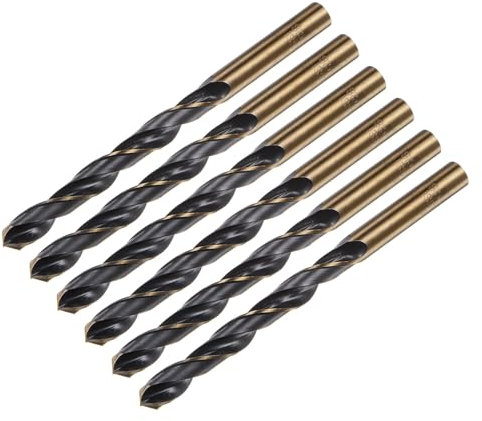 sourcing map 6pcs Jobber Drill Bits 8.5mm Black Nitride & Gold Titanium Coated 4341 High Speed Steel (HSS) 135 Degree Split Point Twist Drill Bits for Stainless Steel Metal Plastic Wood