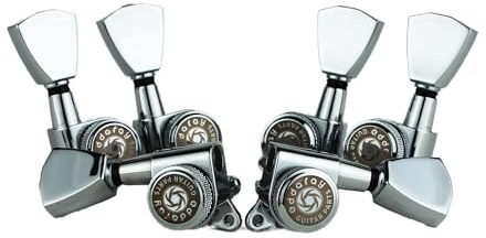 Eddaray Guitar Locking Tuners (3R + 3L) - 1:18 Gear Ratio Lock String Tuning Key Pegs Machine Heads with Tulip Shaped Knob Replacement Guitar Accessories (E-104SP, Chrome)