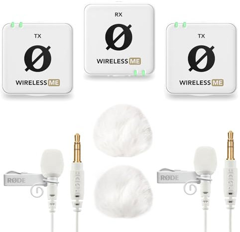 Rode Wireless ME Dual Microphone Radio System + Lavalier GO x2 + Keepdrum Fur Wind Protection x2