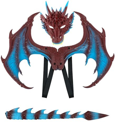 ZeiLaBang Kakadi Ensemble de masques d'Halloween en forme d'ailes de dragon, pour enfants et adultes, pour cosplay, mascarade, Halloween, fête, carnaval