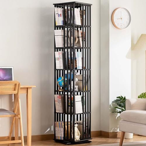 Libreria Girevole a 6 Livelli, Scaffali per Libri con Reggilibri Staccabili, Mobile di Stoccaggio Angolare Scaffale da Espositore per Casa Ufficio