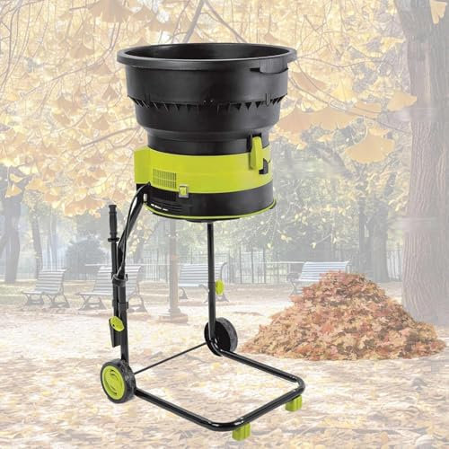 Broyeur Feuilles Électrique, Broyeur Jardin Portable Sans Lame Avec Roues, Moteur Sans Balais 2 500 W, Bac Collecte, Rapport De Broyage De 17:1, Broyage Débris Bois Et Jardin,60mPowercord