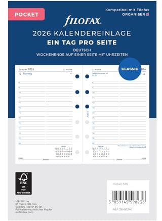 Filofax Calendario tascabile 1 giorno per pagina 2026