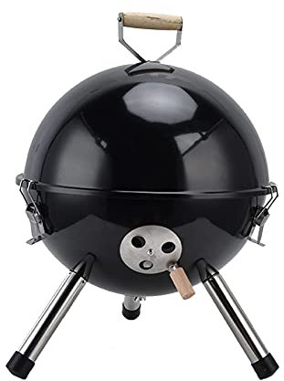 PNAJFUEL Barbecue Au Charbon de Bois - Mini Barbecue Sphérique Portable Noir Pour Pique-Nique