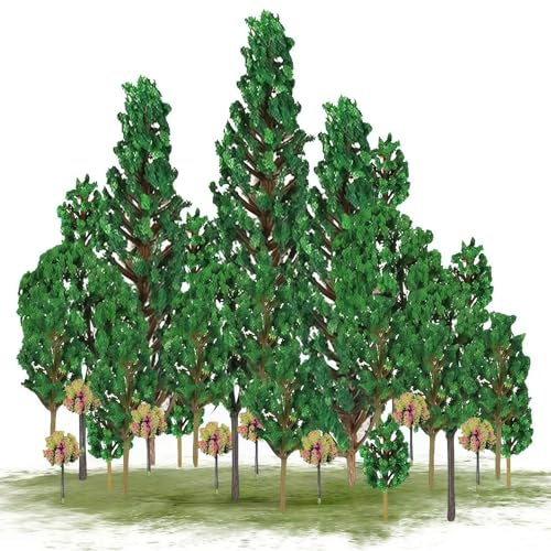 Kiuiom Árboles Modelo Mezclados,Ferrocarril Árboles Arquitectura Maquetas,Maqueta Tren Arboles,Arboles Miniatura para Paisaje,Arquitectura,Tren,Ferrocarril,Diorama,3-13 cm,38 Piezas