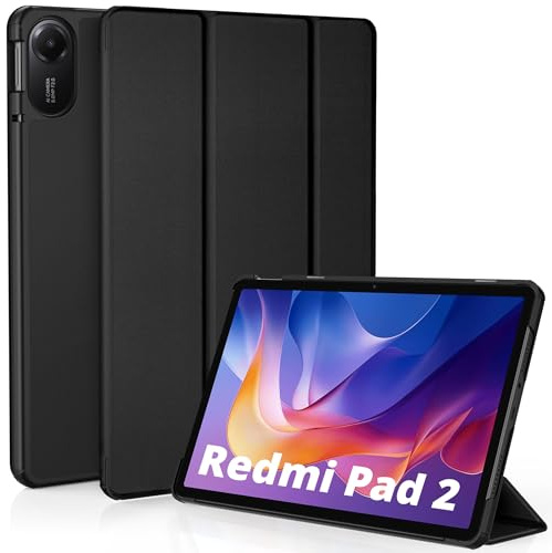 EasyAcc Custodia Cover Compatibile con Xiaomi Redmi Pad 2 11 Pollici -Ultra Sottile con Cover Leggero Supporto in Pelle PU Case, Nero