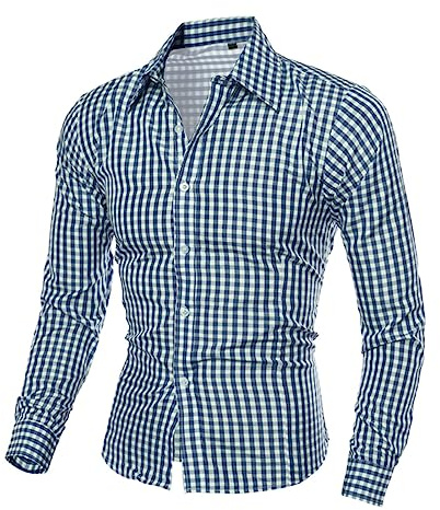 Generisch Chic Men's Shirt Long Sleeve Checked Shirt for Men for Self-Cultivation Shirt Set Men, Green, L