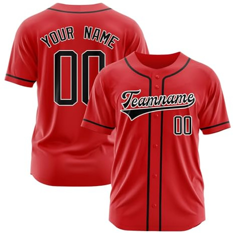 Camisa Camisa Hombre Béisbol Personalizado Impreso Nombre Personalizar Número Camisetas Deportivas para Hombres Mujeres Traje Camisa de Hombre, rojo, M