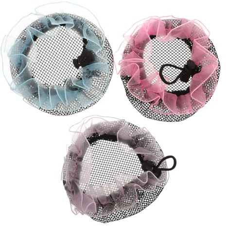 LOORGVEL Accesorios para Moño de Ballet Niña Redecilla Elástica para Moños Invisible para Cabello con Cordón Colores Rosa y Azul Complemento Práctico para Danza Infantil
