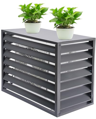 EUAIIPull Parapluie de clôture, pare-vue, couverture de climatisation, revêtement en alliage d'aluminium, couverture de clôture pour l'extérieur, 110 x 60 x 80 cm, gris