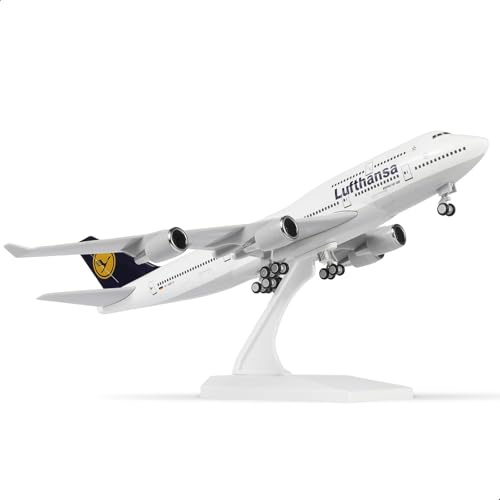 QIYUMOKE 1/240 747 Modelo de avión para Lufthansa para Boeing 747 modelo de avión con soporte (12 pulgadas de longitud) Kit de maquetas prefabricado para adultos - Regalos creativos de Luftfah