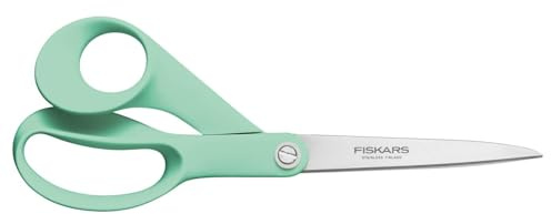 Fiskars Inspiration Ciseaux Universels de 21 cm, Fabriqués en Finlande | Lames en Acier Inoxydable Affûtées avec Précision, Manche Ergonomique, Lavables au Lave-Vaisselle, Couleur Menthe, 1084003