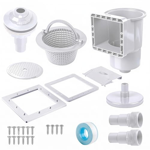 Skimmer da incasso, set di skimmer per piscina, in ABS, con ugello di ingresso, grande cestello skimmer, connettore per tubo da 32/38 mm, chiusura invernale, per piscine a parete in acciaio, piscina