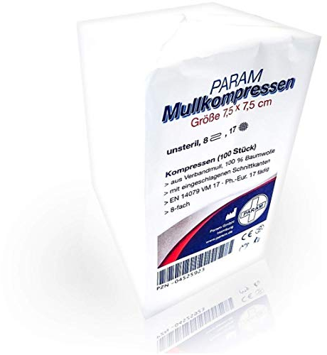 MULLKOMPRESSEN 7,5x7,5 cm unsteril 8fach 100 St