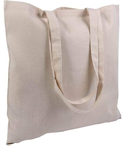 STOCK 10 PEZZI borsa shopper cotone spesa 38x42 manici lunghi cotone NATURALE