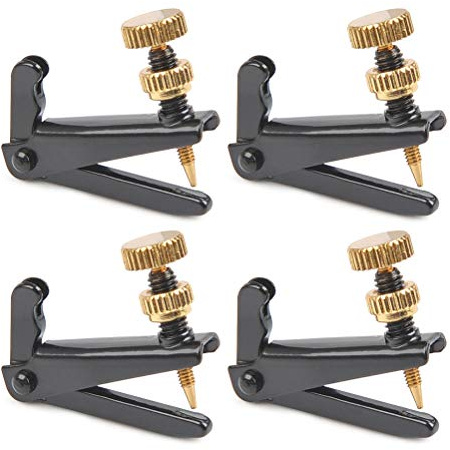 TIMESETL 4Stück Feinstimmer für 3/4-4/4 Geige Violine Metall Saitenfeinstimmer Edles Design in Farbe Schwarz