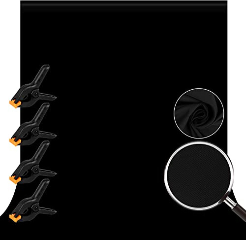 Fotohintergrund, 3x3m/9.8x9.8ft Schwarzer Stoff, Orthland Hintergrund Fotografie mit 4 Leimzwinge, Fotohintergrund Faltbarer für Fotostudio, Video, Modefotografie, Hochzeiten, Partys und Geburtstage