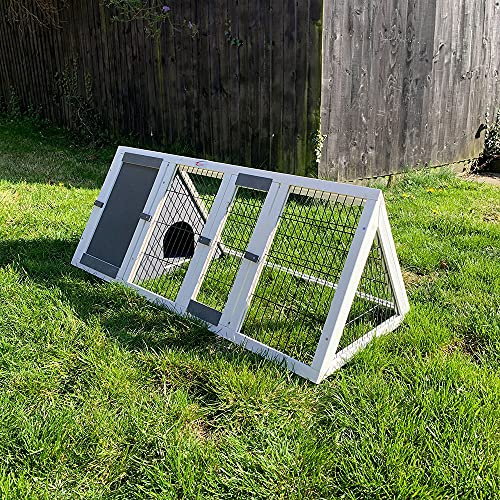 Bunny Business Apex Run with Enclosure Rabbit/Guinea Run Hutch Hutches, 4ft Triangular Runs (GREY-HVY)