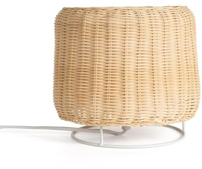 LEDKIA LIGHTING - Tischlampe Rattan Gondia | Natürliches Design | Mediterraner Touch | Handgefertigt aus Weide | E27 Fassung, Natürlich, Weide