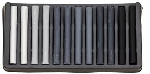 AMI Charbon à dessin - 12 bâtonnets - 6 tons de gris