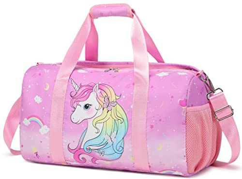 Borsa Sport Bambina Borsa Ginnastica Borsa Sport Borsone da Palestra Borsone per Piscina Borse Sportive per Bambini Unicorni Rosa 18”L*9.75”H*8”W