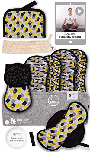 Non-Slip, High Absorbency Reusable Sanitary Pads for Heavy Flow (6 Pack L+XL) - Leak Proof & Odour Free Cotton Cloth Pads for Women - High-Temp Washable, Breathable & Skin-Safe for Menstrual Comfort