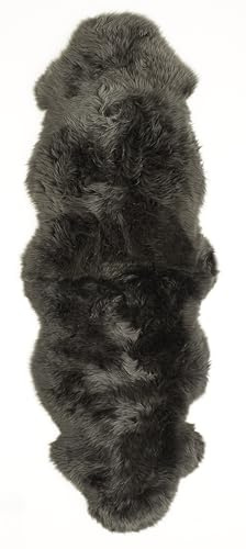 -LUXOR- living Schaffell echt – weiches Lammfell für Stuhl, Sofa & Kinderwagen oder Fellteppich für Wohn- und Schlafzimmer, Flor 50 mm, 60 x 160 cm, Schwarz