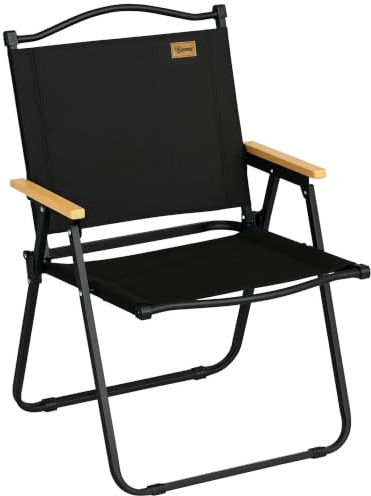 Outsunny Chaise de Camping Pliante Extérieur 54 x 59 x 78 cm Noir | Chaise de Pêche, avec Accoudoirs, Tissu Oxford, Structure Acier