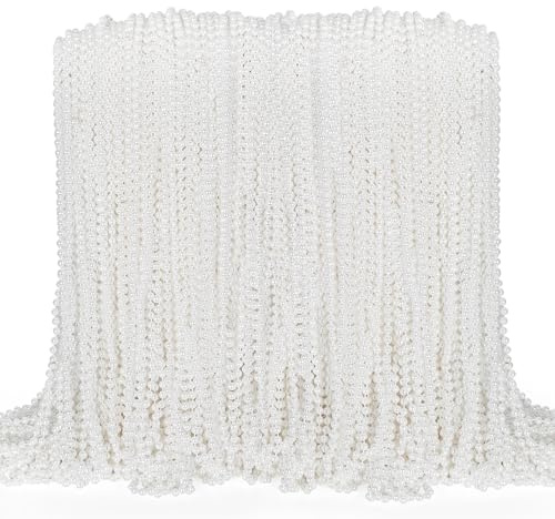 100 collares de cuentas, collares de cuentas blancas de Mardi Gras a granel, accesorios de cuentas redondas metálicas de 33 pulgadas, collar de cuentas, eventos festivos, desfiles, despedidas de