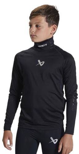 Bauer S19 Hockey - Maglia a maniche lunghe per proteggere il collo, con protezione per il collo integrata, per ragazzi