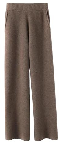 Generic Pantaloni Sportivi Donna Autunno Inverno Pantaloni Larghi Lana A Vita Alta Dritti Casual Brown Size L