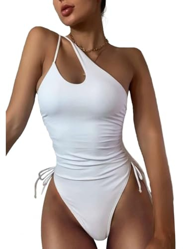 MUMZUGI Dam push up badkläder badkläder badkläder strandkläder i ett stycke, Vitt och blått, XL