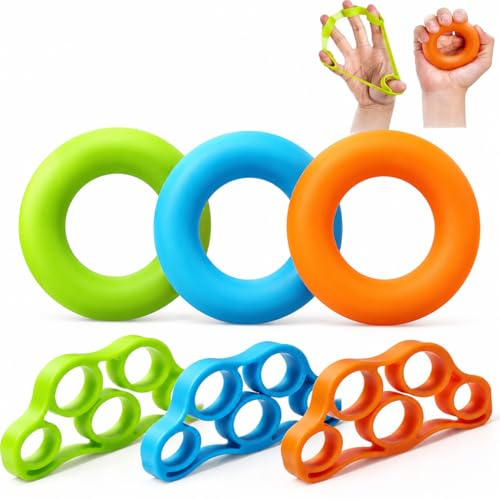 Xiciki 6 Pièces Hand Grip Strengthener, Musculation Main et Exerciseur De Doigts, Grip Ball Silicone Renforcement de la Force De Préhension, Balle Reeducation Main pour Avant-Bras, Fitness, Escalade