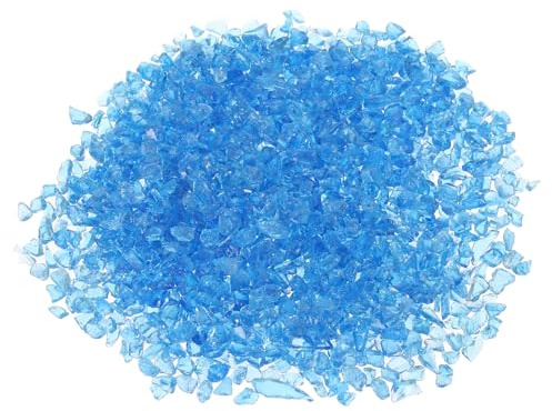 PATIKIL Ghiaia decorativa in vetro 450 g, 3-6 mm, glitter irregolari, perline di pietra scheggiate, vetro rotto e schiacciato, per vasi, acquari, acquari, blu mare