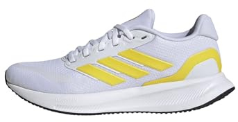 adidas Femme RUNFALCON 5 Running Shoes, Cloud White/Yellow/Core Black, 41 1/3 EU