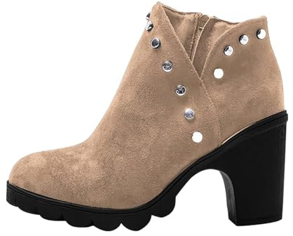 Generico Scarpe Stivali Donna Eleganti, Stivaletti Donna Invernali Classici Bassi, Stivaletto Comoda Tronchetti Corti Vintage Neri Stivali Donna Casual Stivali Texani Donna