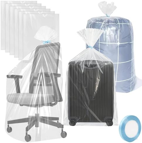 Realjoy 6 Bolsas de Almacenamiento de Plástico Transparente,90x120cm Bolsas Grandes de Plástico Transparente para Equipaje,Maletas,Ropa,Colchas y Juguete