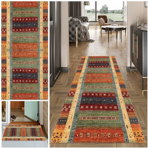 Teppich Läufer Flur Lang, Waschbar Flur Läufer Teppich, Teppichläufer Flur rutschfest Küchenteppich, Flurläufer Lang Korridor Teppich Läufer für Küche, Eingang, Wohnzimmer Schlafzimmer40 x 60 cm