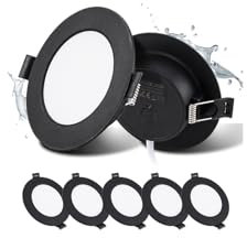 Grebeam LED Spots Schwarz, 5W Deckenspots Schwarz 450LM,Rund Ø75-90mm LED Einbaustrahler 230V, Einbautiefe 25mm, Spots Deckenleuchte 4000K Neutralweiß für Badezimmer Schlafzimmer, 5er set